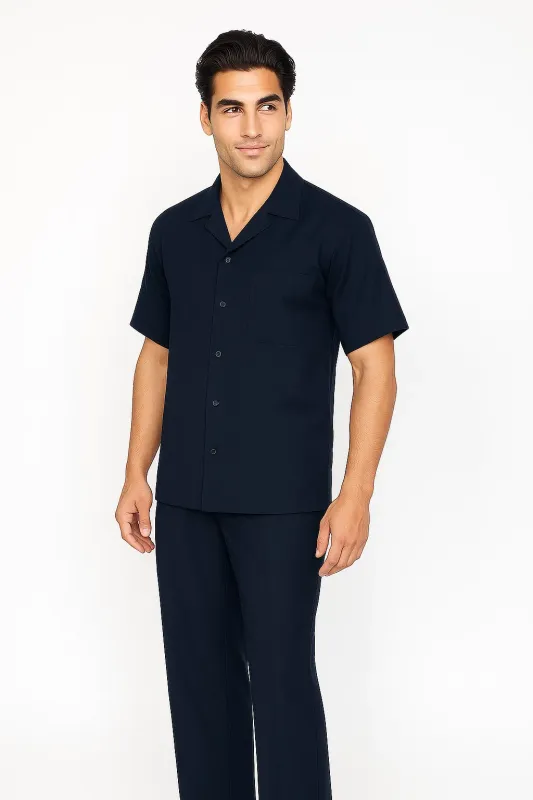 Mens Walking Suit in Color Navy Leisure Suit Casual Matching Shirt and Pants $99 sold by Alberto Nardoni