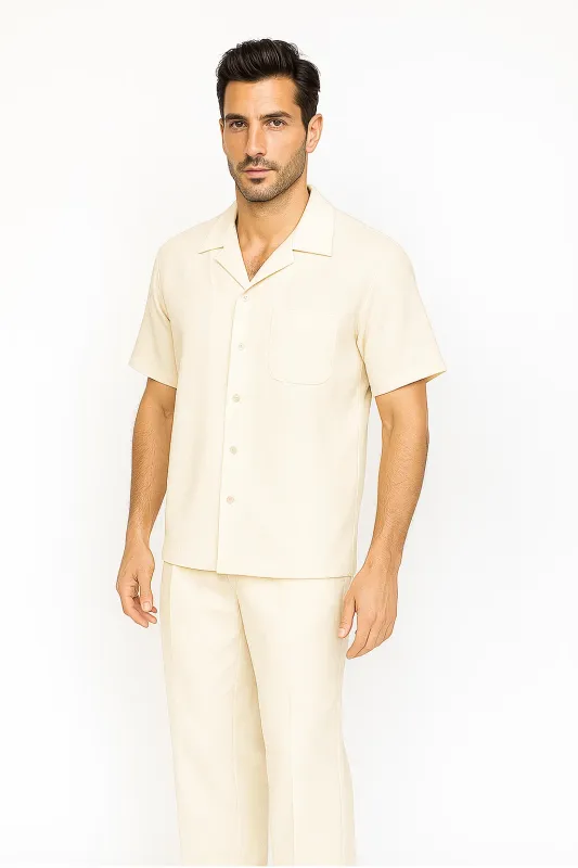 Mens Walking Suit in Color Cream Leisure Suit Casual Matching Shirt and Pants $99 sold by Alberto Nardoni