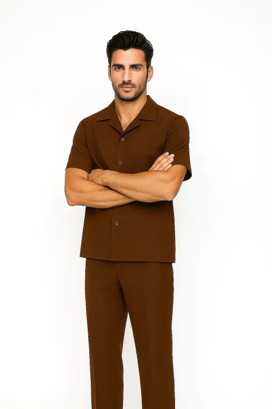 Mens Walking Suit in Color Cognac Leisure Suit Casual Matching Shirt and Pants $99 sold by Alberto Nardoni