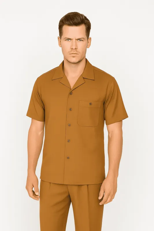Mens Walking Suit in Color Caramel Leisure Suit Casual Matching Shirt and Pants $99 sold by Alberto Nardoni