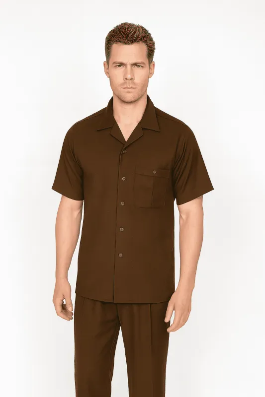 Mens Walking Suit in Color Brown Leisure Suit Casual Matching Shirt and Pants $99 sold by Alberto Nardoni