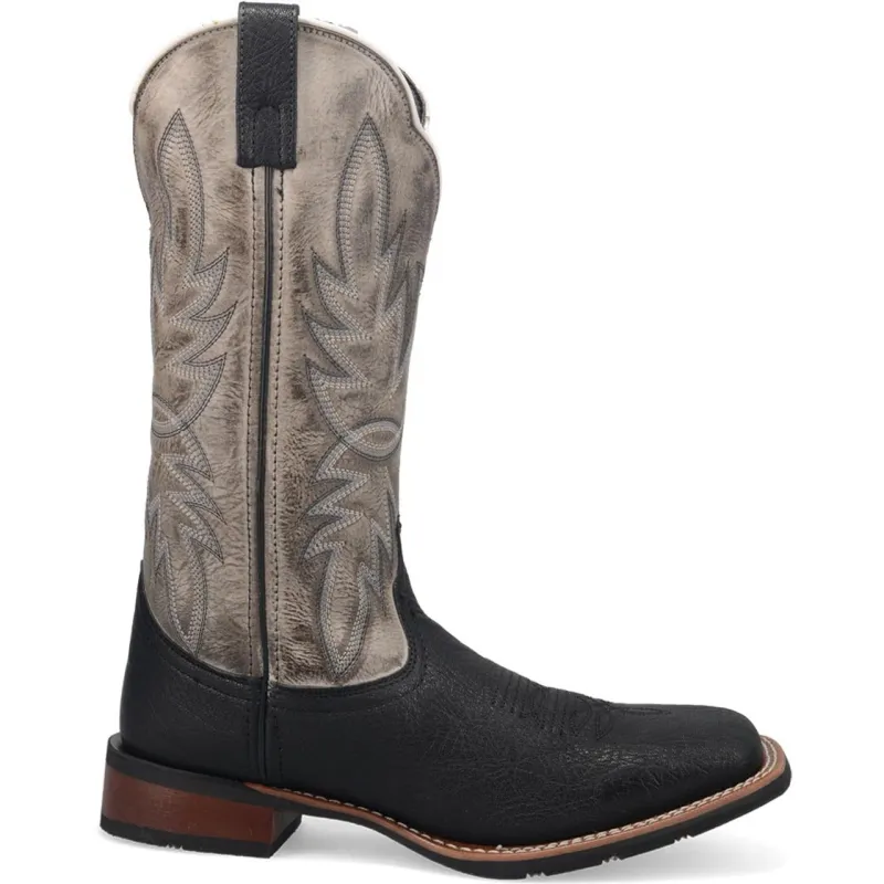 Laredo Isaac Black and Grey Leather Square Toe Shaft Boots for Men sold by Alberto Nardoni