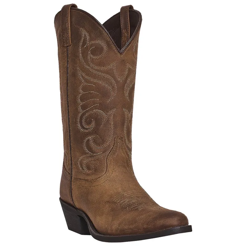 Bridget Tan Distressed Leather Boots by Laredo sold by Alberto Nardoni