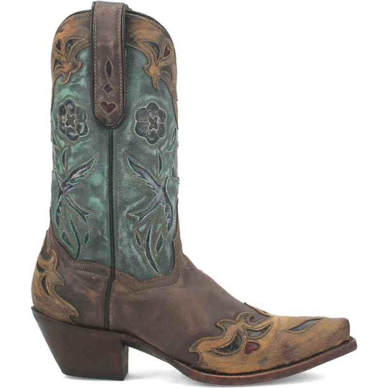 Dan Post Womens Vintage Bluebird Chocolate & Teal 11 Snip Toe Cowboy Boot sold by Alberto Nardoni