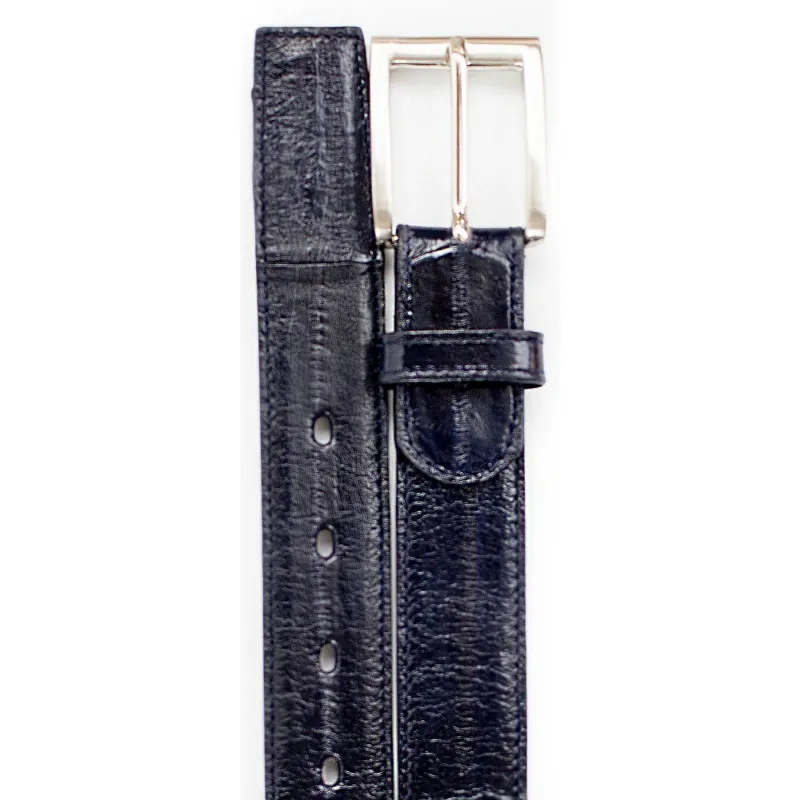 Mens Belvedere Eel Skin Belt in Navy sold by Alberto Nardoni