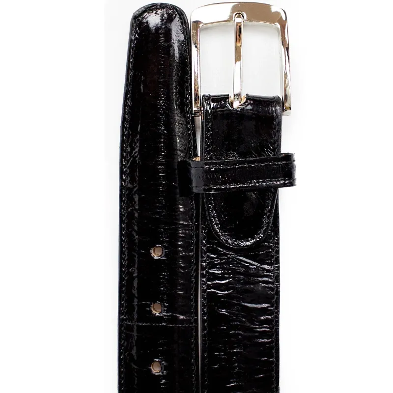 Men's Belvedere Genuine Eel Skin Dress Belt in Black sold by Alberto Nardoni