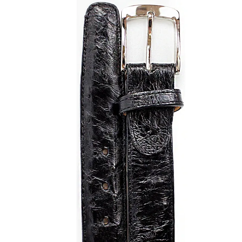 Men's Belvedere Genuine Ostrich Quill Dress Belt in Black sold by Alberto Nardoni