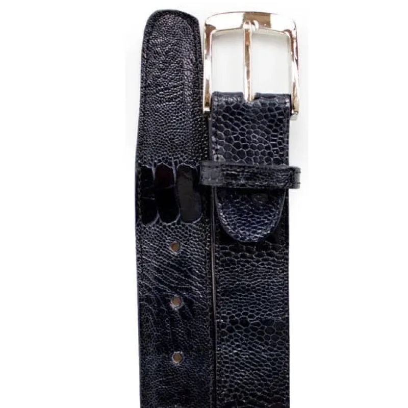 Men's Belvedere Genuine Ostrich Leg Dress Belt in Navy Blue sold by Alberto Nardoni