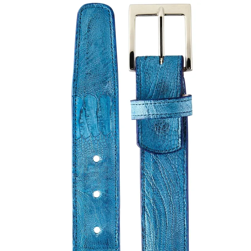 Men's Belvedere Genuine Ostrich Leg Dress Belt in Ocean Blue sold by Alberto Nardoni