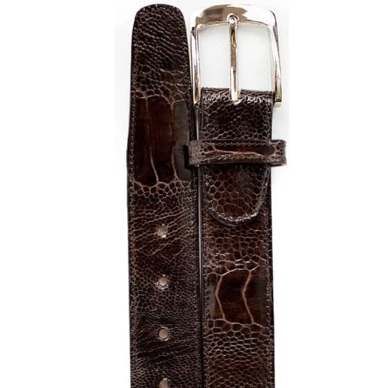 Men's Belvedere Genuine Ostrich Leg Dress Belt in Chocolate Brown sold by Alberto Nardoni
