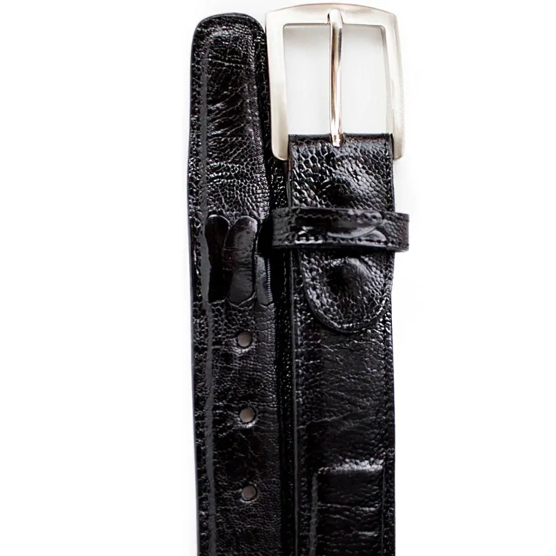 Men's Belvedere Genuine Ostrich Leg Dress Belt in Black sold by Alberto Nardoni