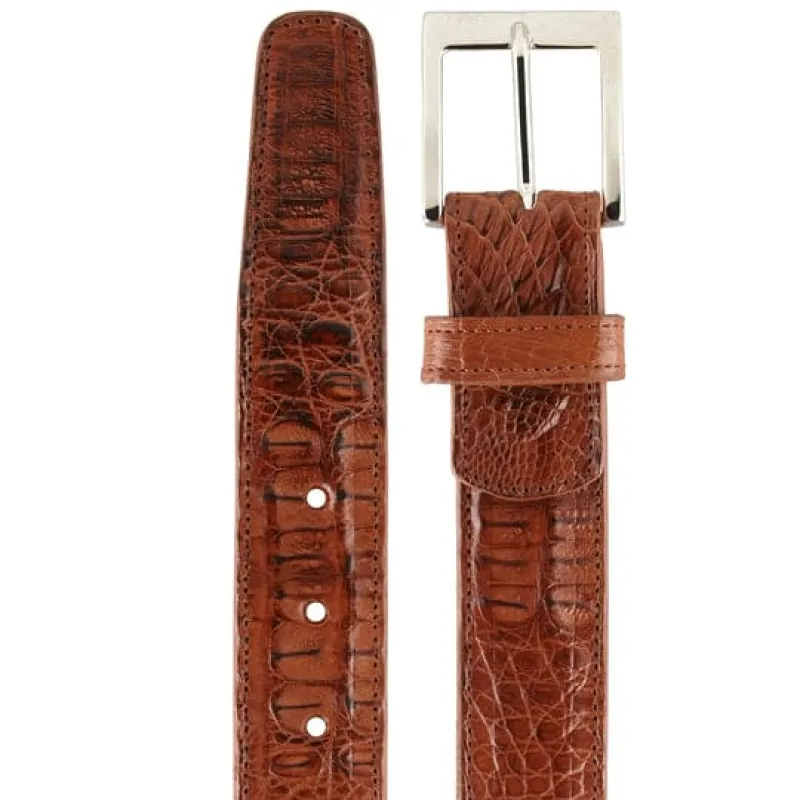 Men's Belvedere Genuine Caiman Crocodile Dress Belt in Sport Rust sold by Alberto Nardoni