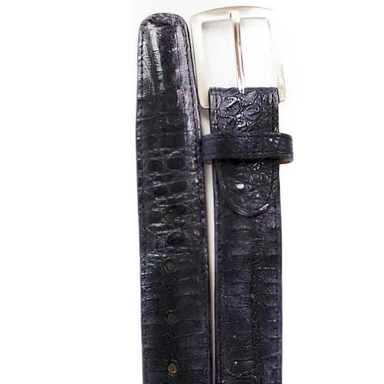 Men's Belvedere Genuine Caiman Crocodile Dress Belt in Navy Blue sold by Alberto Nardoni