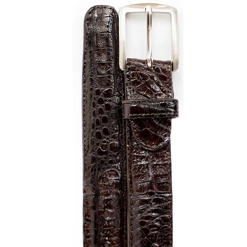 Men's Belvedere Genuine Caiman Crocodile Dress Belt in Brown sold by Alberto Nardoni