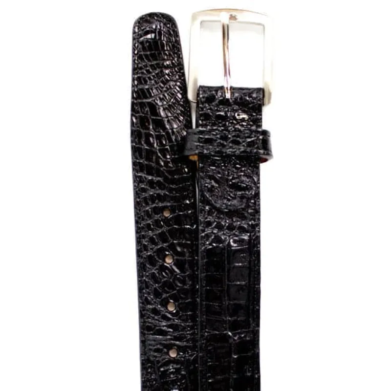 Men's Belvedere Genuine Caiman Crocodile Dress Belt in Black sold by Alberto Nardoni
