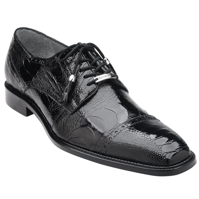 Belvedere Batta Men's Black Genuine Ostrich Oxfords sold by Alberto Nardoni