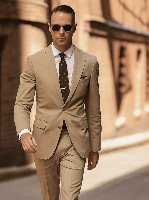 Khaki Cotton Suit - Mens Summer Suit - Tan Suit  Perfect  Khaki Cotton Suit - Mens Summer Suit - Tan Suit for Casual or Dressy events or Casual sold by Alberto Nardoni
