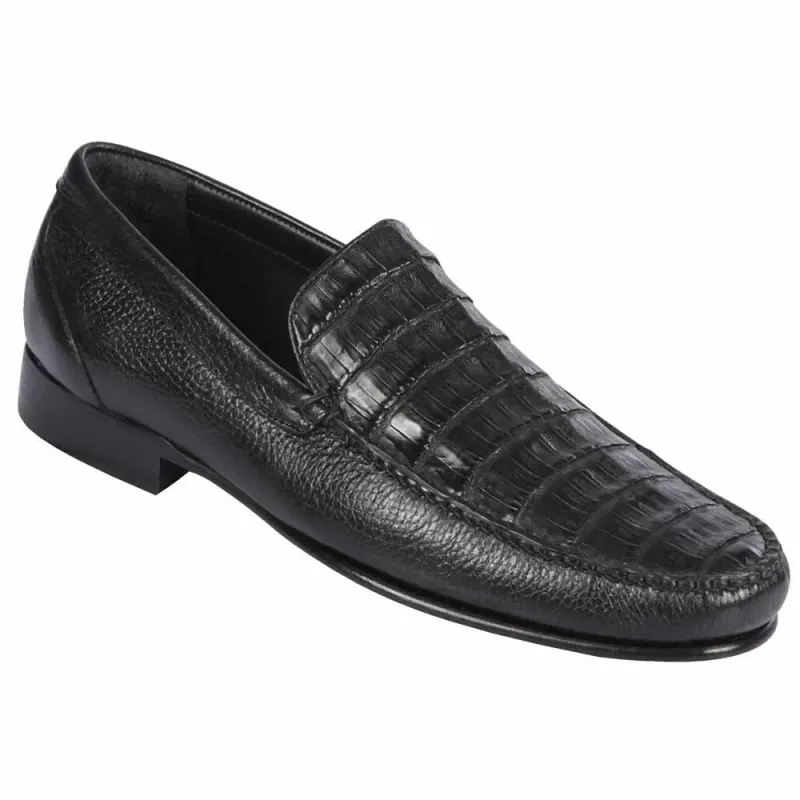 Men’s Black Genuine Crocodile and Calfskin Leather Slip-On Dress Shoes sold by Alberto Nardoni