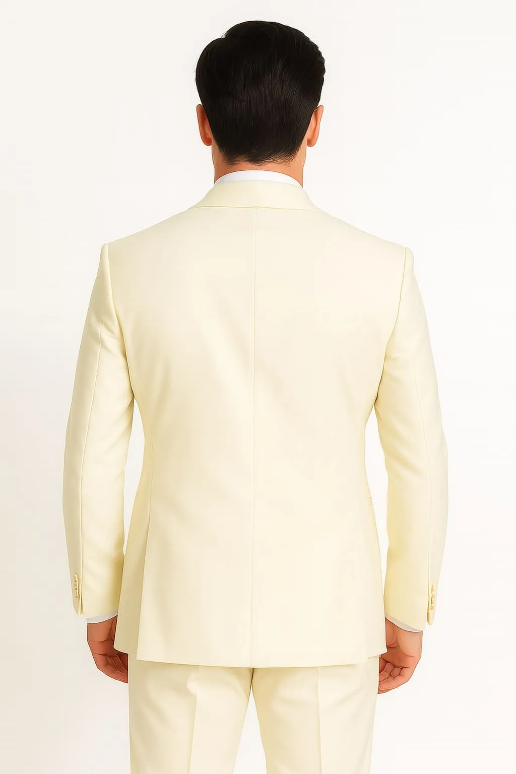 Mens Off-White Double Breasted Tuxedo Jacket with Shawl Lapel | Formal Wedding Suit in Ivory Cream Color sold by Alberto Nardoni product image thumbnail 4