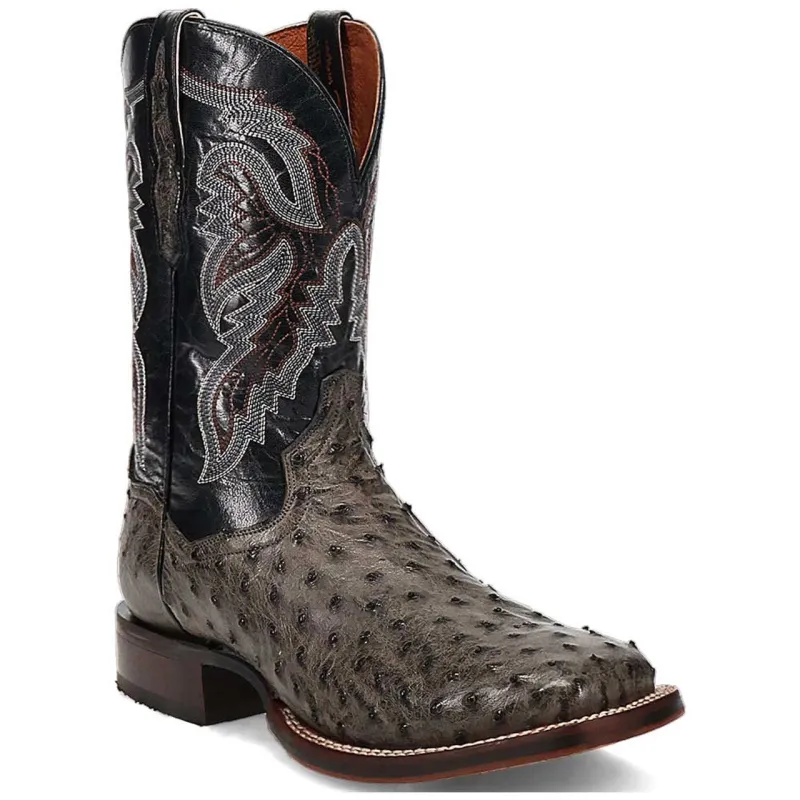 Dan Post Men’s Alamosa Grey/Black Full Quill Ostrich Boots sold by Alberto Nardoni