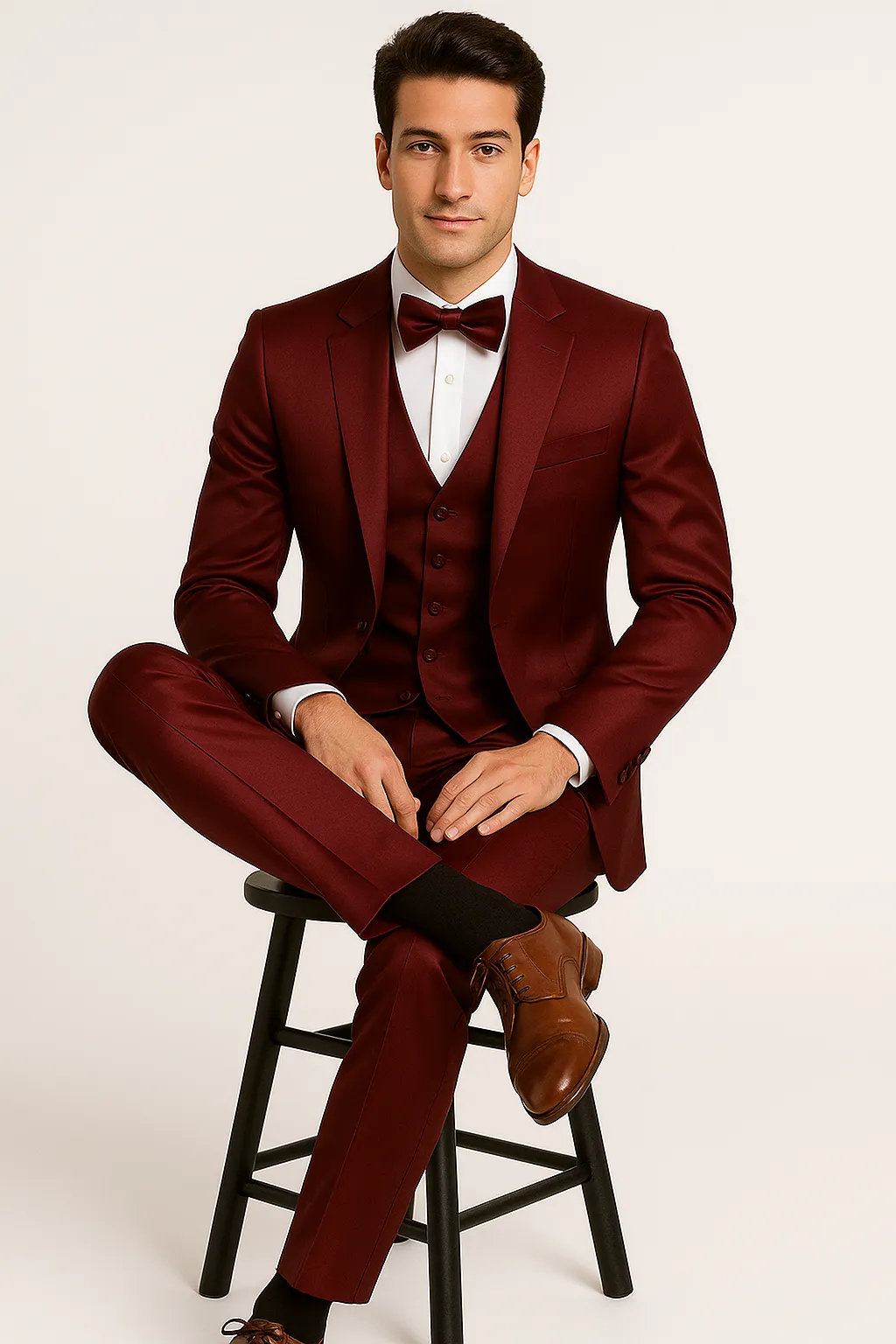 Burgundy Majesty Tuxedo Set – Formal 4-Piece sold by Alberto Nardoni product image thumbnail 2