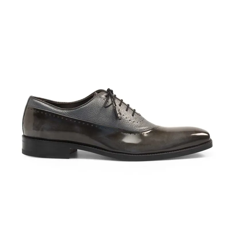 Mezlan Postdam Men’s Oxford – Grey Calfskin Leather Cap Toe Dress Shoe, Handmade in Spain sold by Alberto Nardoni
