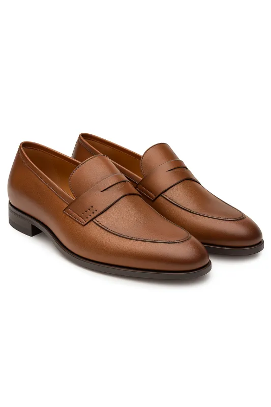 Mezlan Fabrizi Men’s Penny Loafer – Cognac Calfskin Leather Dress Shoe, Handmade in Spain sold by Alberto Nardoni