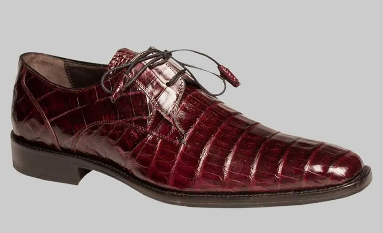 Mezlan Anderson Men's Burgundy Crocodile Shoes – Handmade Plain Toe Dress Shoes sold by Alberto Nardoni