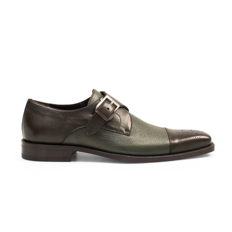 Mezlan Phoenix Black Deerskin Monk Strap Dress Shoes – Cap Toe Luxury Shoes sold by Alberto Nardoni