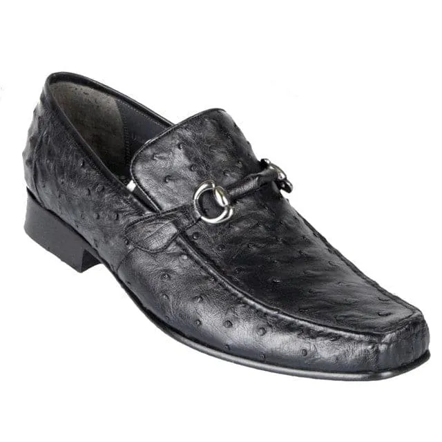 Los Altos Men’s Loafers – Black Genuine Ostrich Skin Slip-On Dress Shoe, Made in Mexico sold by Alberto Nardoni