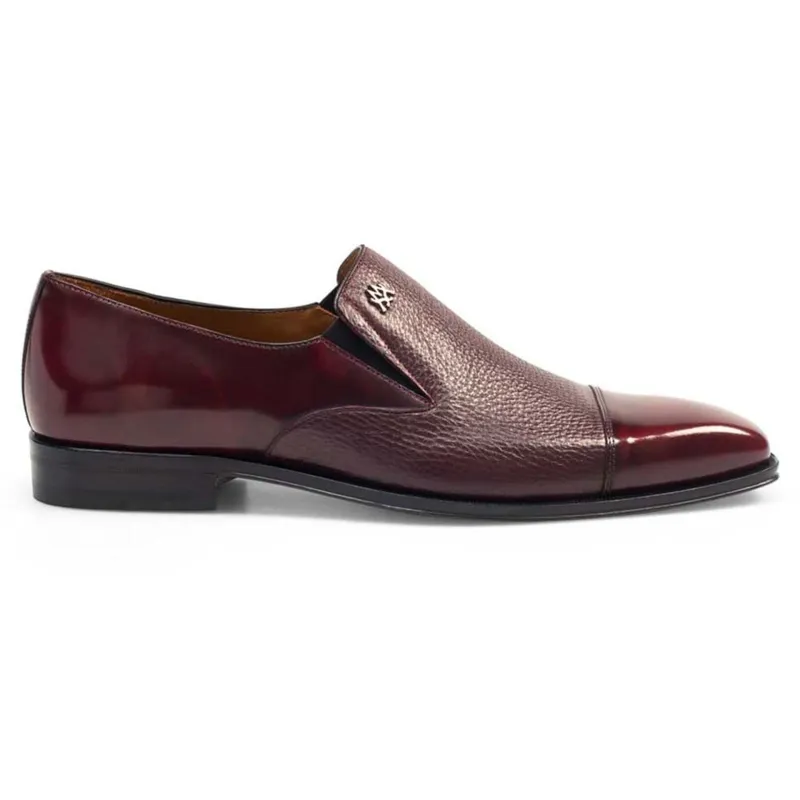 Mezlan Milani Men’s Slip-On – Burgundy Calfskin and Deerskin Leather Dress Loafer, Handmade in Spain sold by Alberto Nardoni