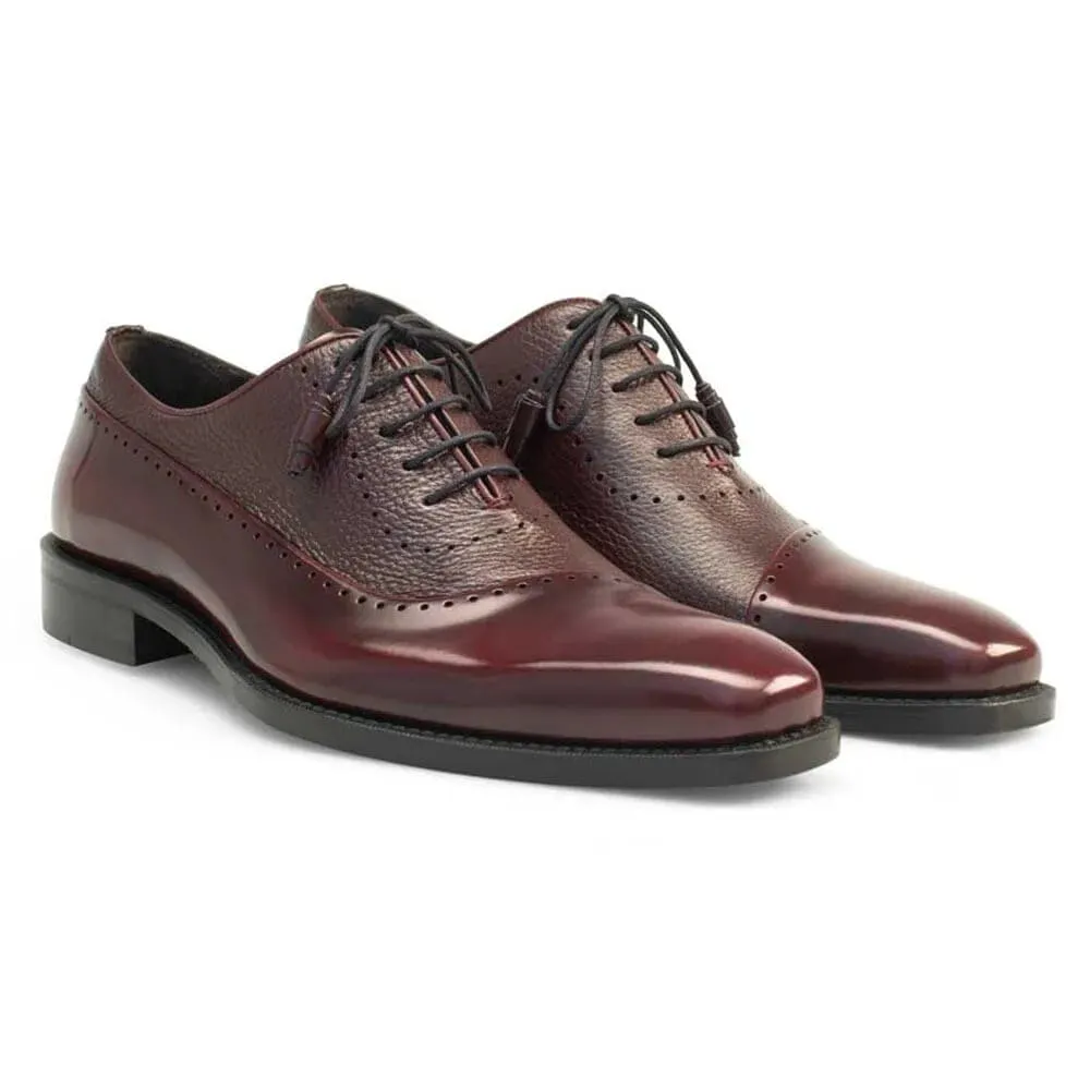 Mezlan Postdam Men’s Oxford – Burgundy Calfskin Leather Dress Shoes, Handmade in Spain sold by Alberto Nardoni
