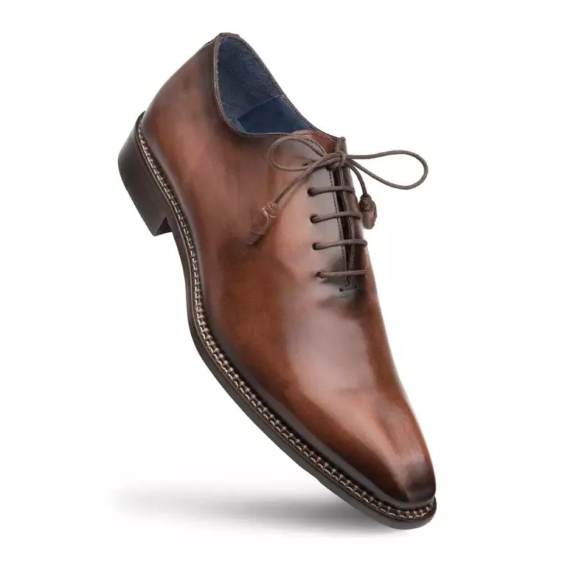 Mezlan Enterprise Men’s Plain Toe Shoe – Brown Calfskin Leather, Handmade in Spain sold by Alberto Nardoni