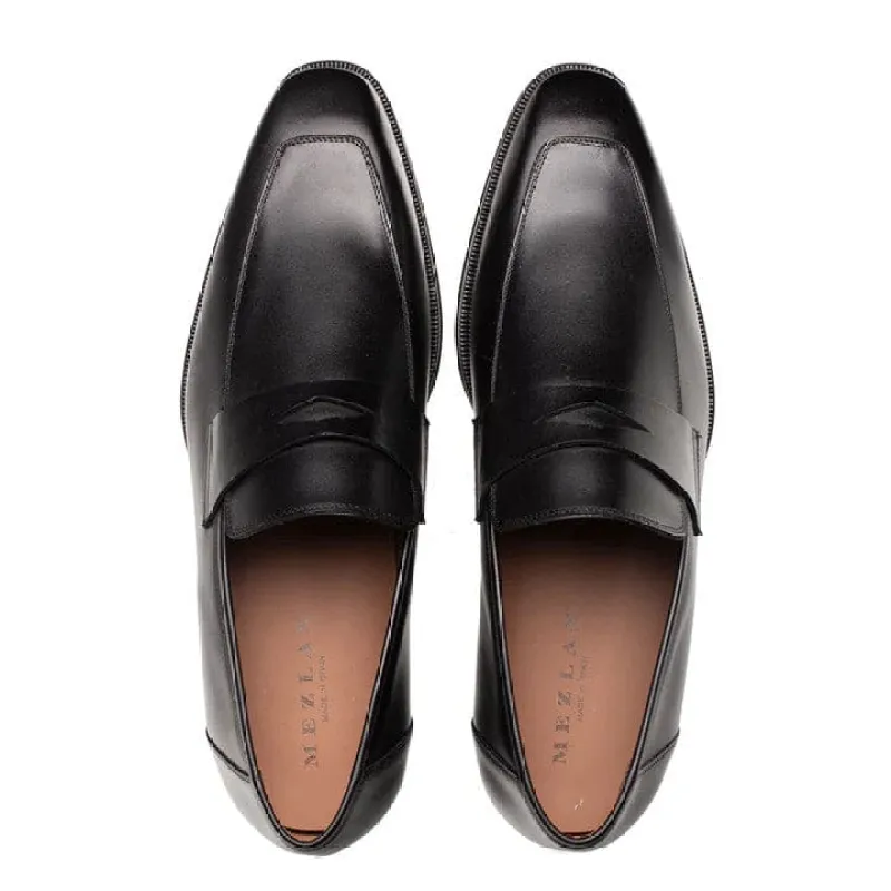 Mezlan Avenue Penny Loafer – Black Leather Dress Shoe with Rubber Sole, Made in Spain sold by Alberto Nardoni