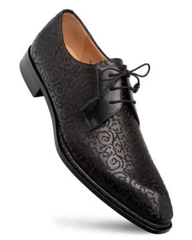 Mezlan Shoes Men's Designer Black Fancy Embossed Derby Lontani sold by Alberto Nardoni