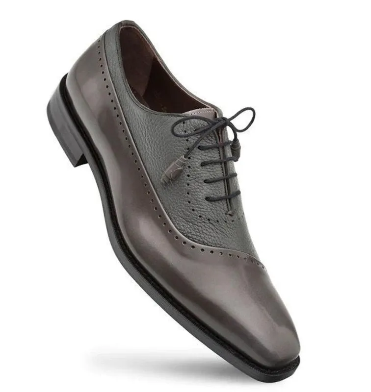 Mezlan Mens Shoes Gray Leather Oxford Postdam made by Alberto Nardoni