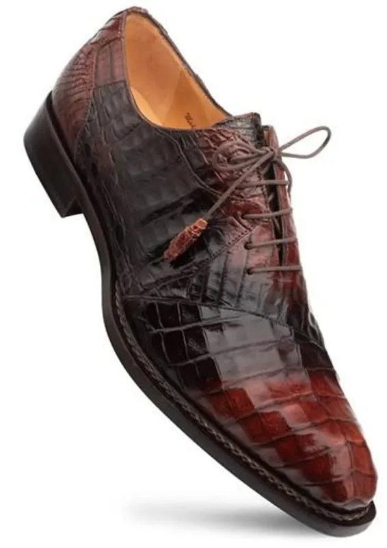Mezlan Mens Shoes Cognac/Brown Crocodile Fashion Oxford Pueblo sold by Alberto Nardoni