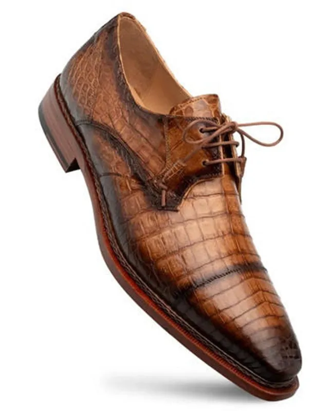 Mezlan Mens Shoes Gator Camel Captoe Derby Shoes Giovane sold by Alberto Nardoni