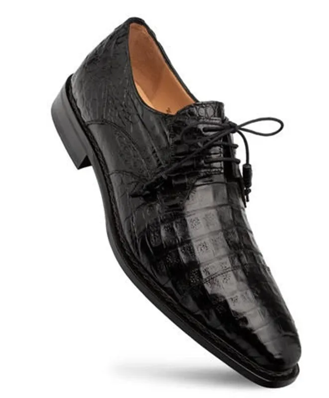 Mezlan Mens Shoes Crocodile Black Derby Captoe Shoes Giovane sold by Alberto Nardoni
