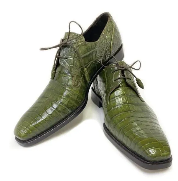 Mezlan Anderson Men's Crocodile Oxford – Olive | Exotic Plain Toe Dress Shoe sold by Alberto Nardoni product image thumbnail 2