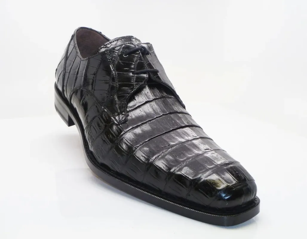 Mezlan Anderson Men's Crocodile Oxford – Black | Exotic Plain Toe Dress Shoe sold by Alberto Nardoni