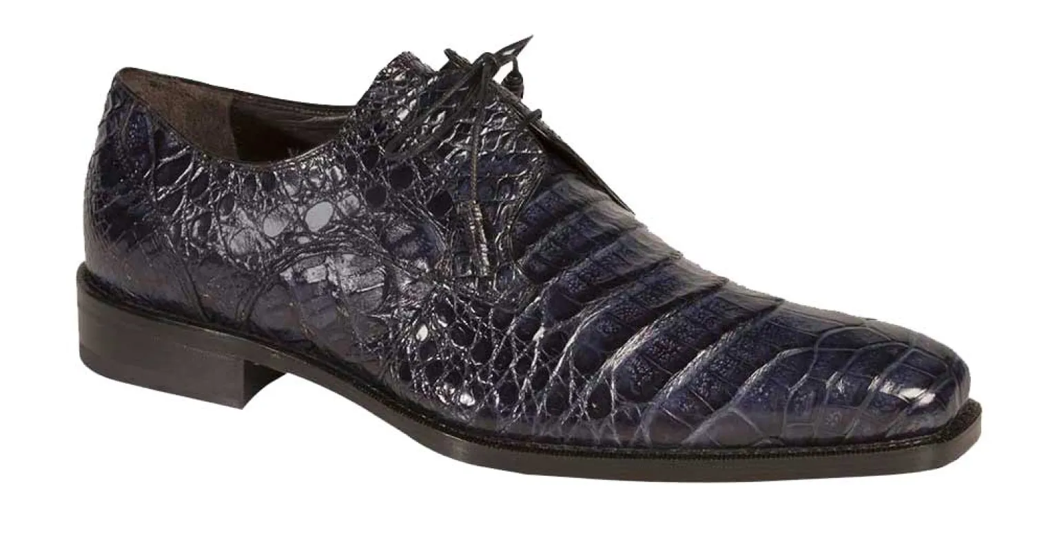 Mezlan Anderson Men's Exotic Crocodile Oxford – Blue | Plain Toe Dress Shoe sold by Alberto Nardoni