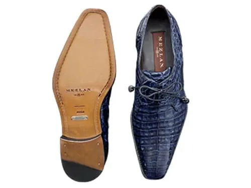 Mezlan Anderson Men's Exotic Crocodile Oxford – Blue | Plain Toe Dress Shoe sold by Alberto Nardoni product image thumbnail 3