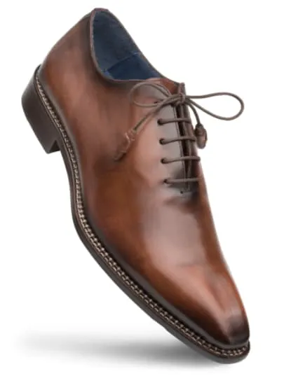 Enterprise Brown Calfskin Balmoral by Mezlan – Classic Leather Dress Shoe Made in Spain sold by Alberto Nardoni