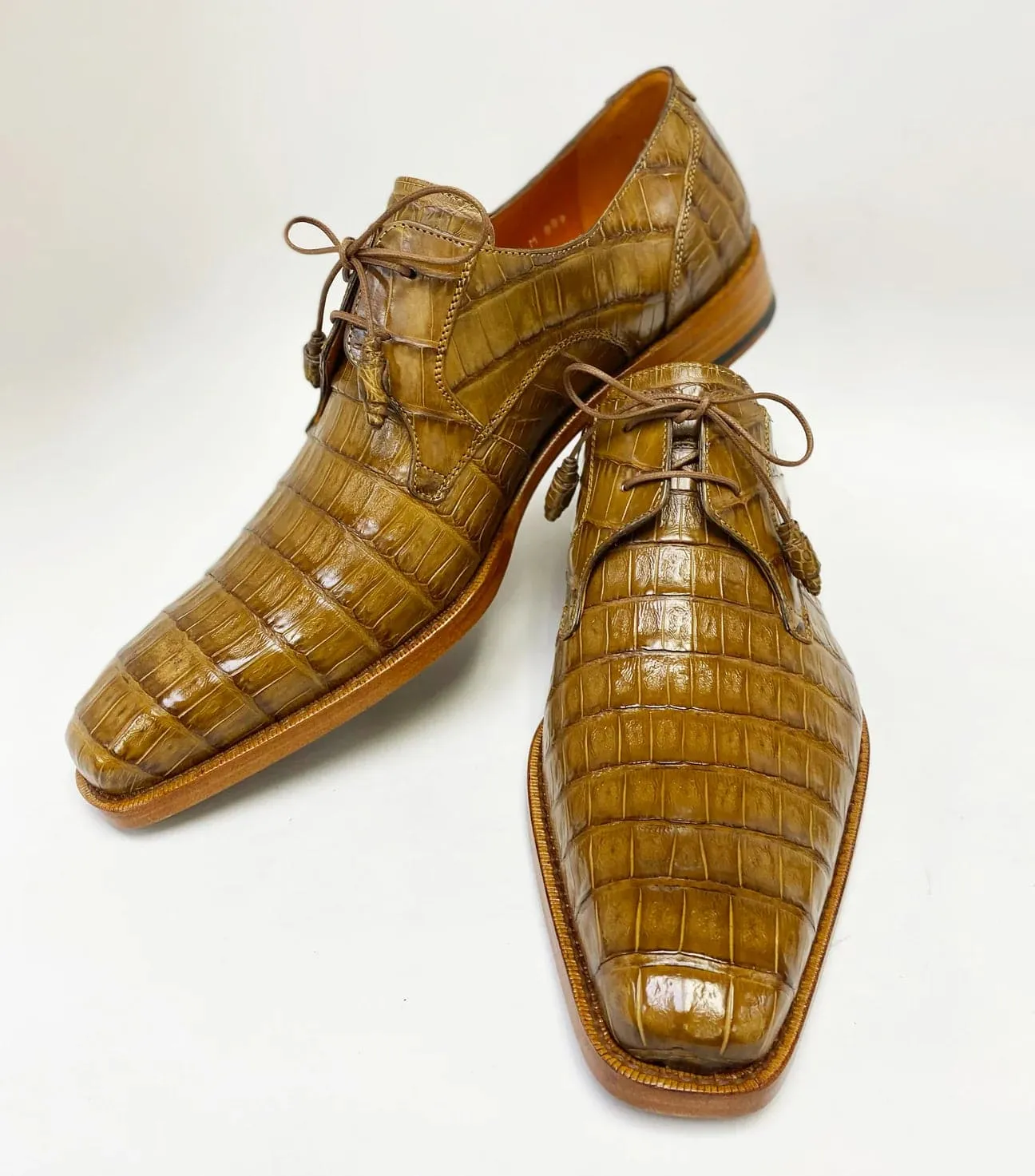 Mezlan Anderson Camel Crocodile Oxford – Exotic Plain Toe Dress Shoe sold by Alberto Nardoni product image thumbnail 3