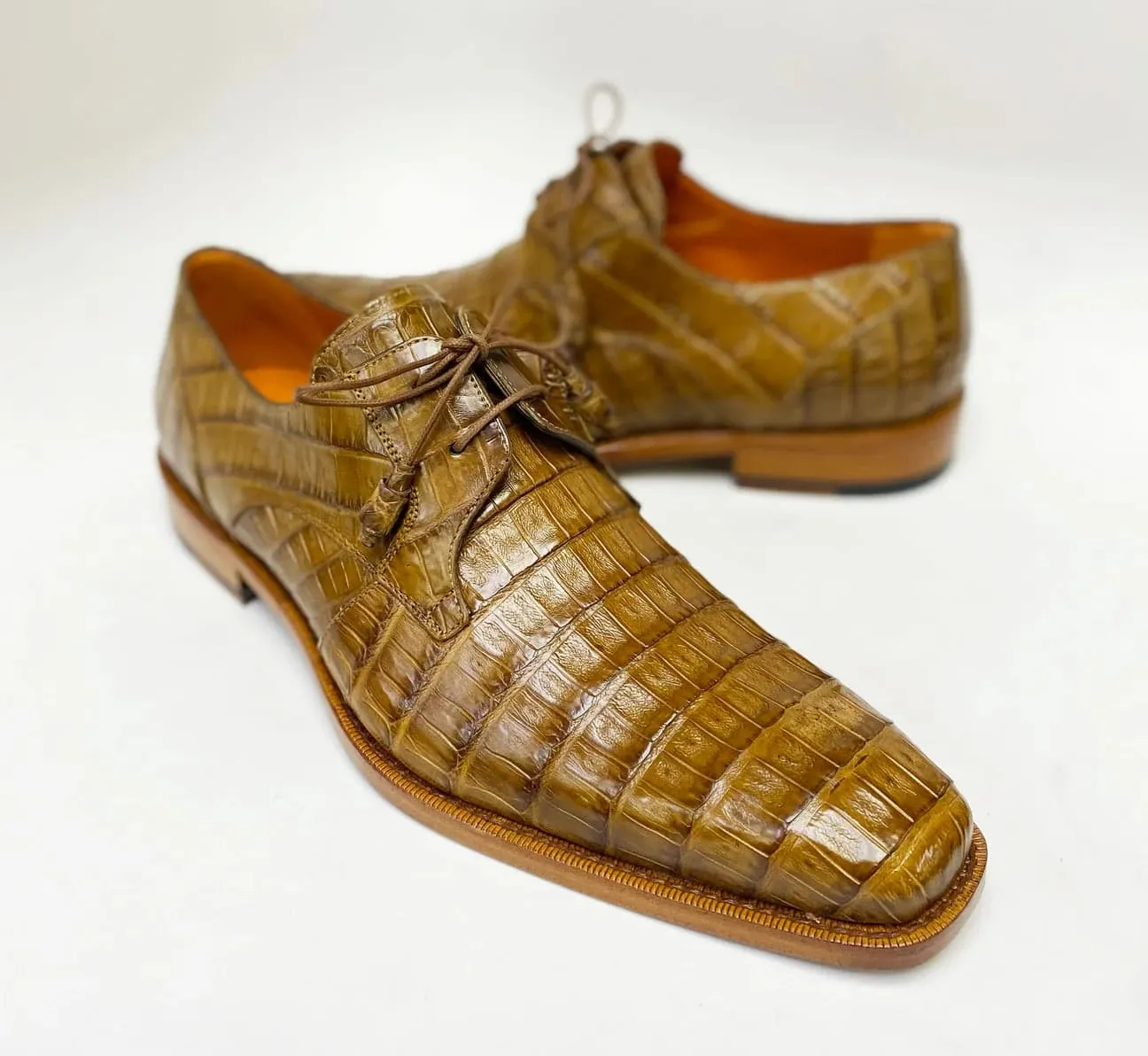 Mezlan Anderson Camel Crocodile Oxford – Exotic Plain Toe Dress Shoe sold by Alberto Nardoni product image thumbnail 4