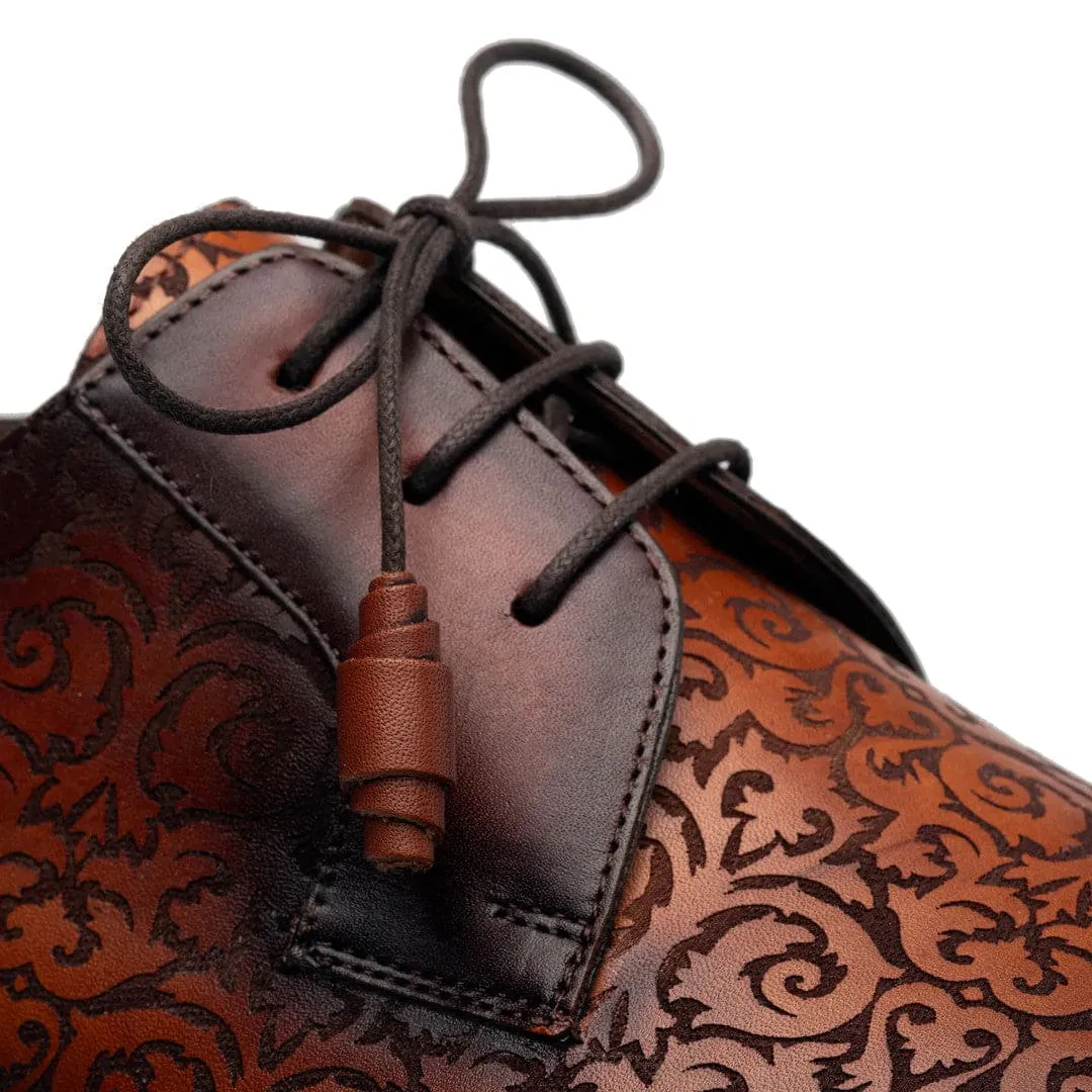 Lontani Cognac Embossed Calfskin Lace-Up by Mezlan – Elegant Designer Shoe Made in Spain sold by Alberto Nardoni product image thumbnail 2