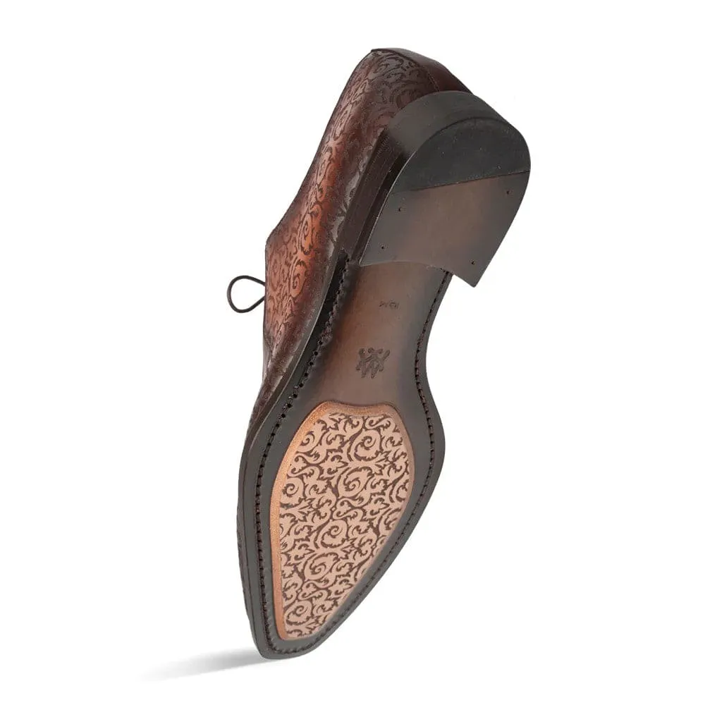 Lontani Cognac Embossed Calfskin Lace-Up by Mezlan – Elegant Designer Shoe Made in Spain sold by Alberto Nardoni product image thumbnail 3