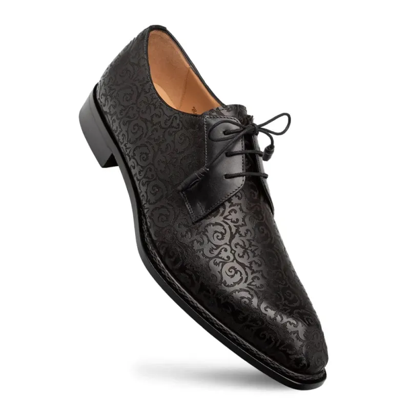 Lontani Black Embossed Calfskin Lace-Up by Mezlan – Designer Formal Shoe Made in Spain sold by Alberto Nardoni