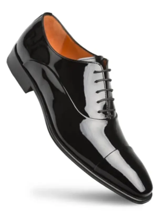 Patent Leather Black Oxford by Mezlan – Formal Cap Toe Dress Shoe Made in Spain sold by Alberto Nardoni